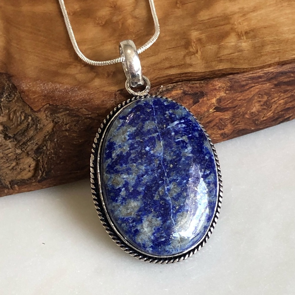 Silver Plated Lapis Lazuli Necklace